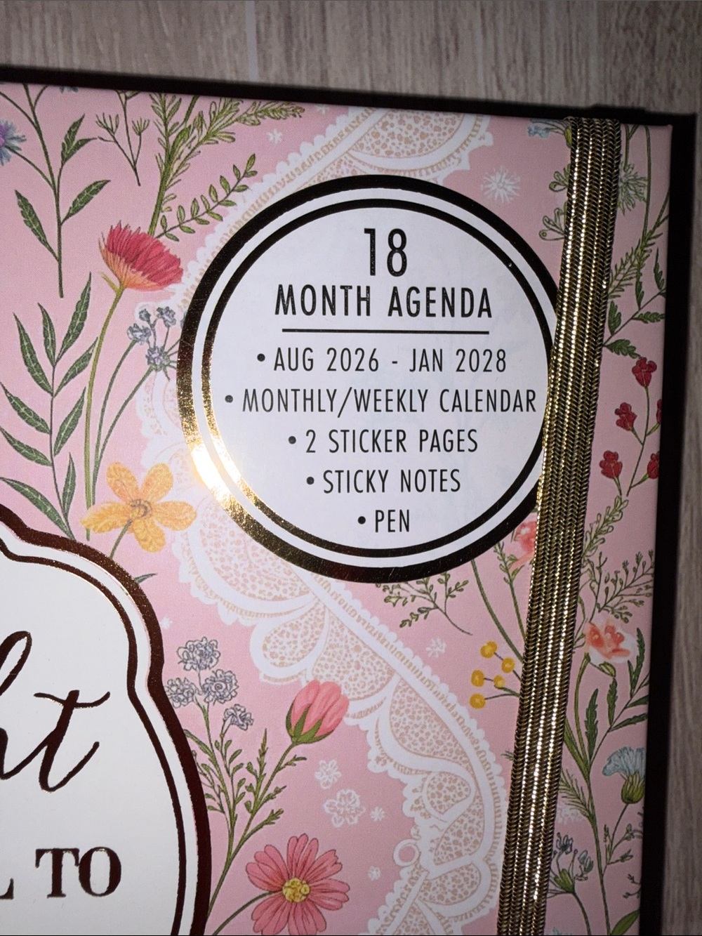 Be A Light Floral 18-Month Agenda with Gold Pen - Pink - Picture 2 of 10